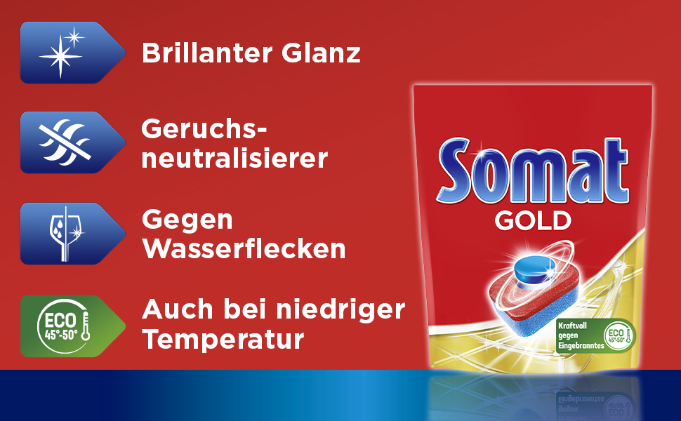 Таблетки для посудомийних машин Somat Gold, для чистоти при низьких температурах, 82 шт