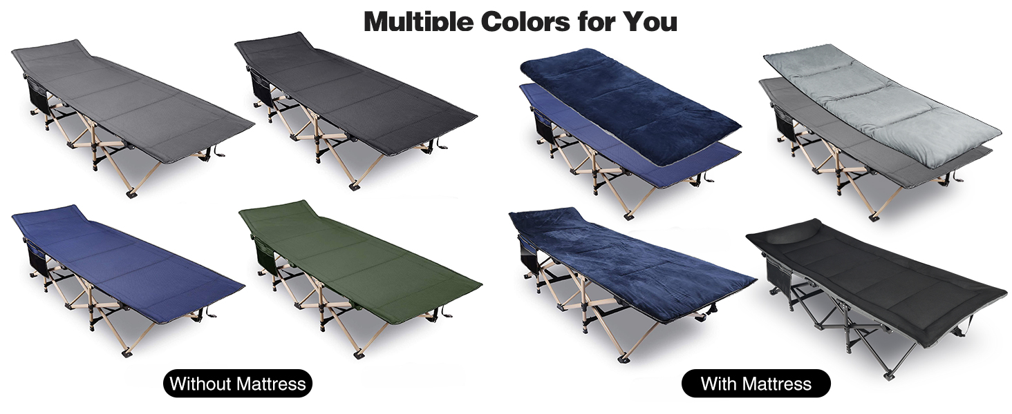 Ліжко похідне REDCAMP складане XXL, 71 см, вантажопідйомність 226 кг, сіре/зелене/чорне - для кемпінгу, туризму, пляжу, саду