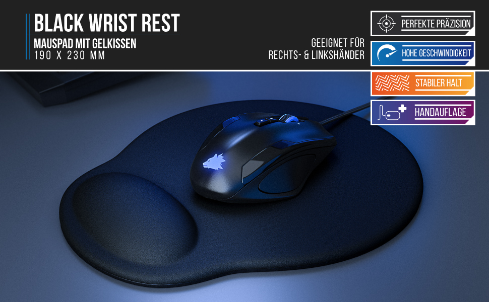 Кисетковий Mousepad CSL з гелевою підкладкою для зап'ястя - чорний (круглий)