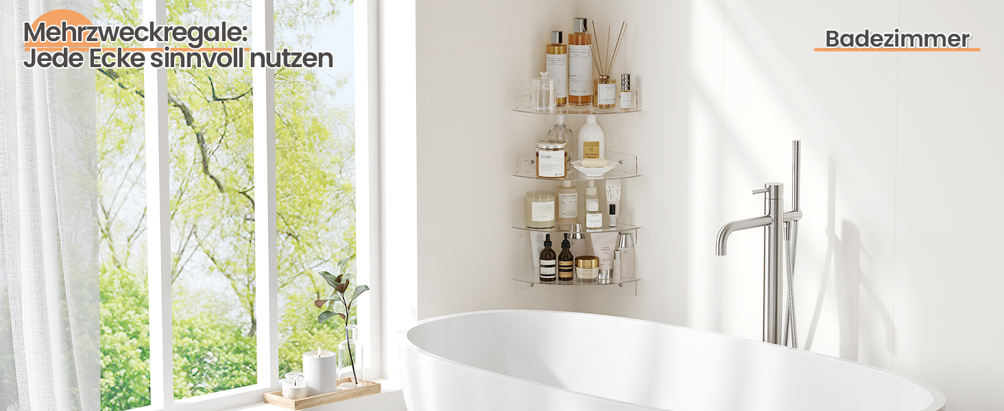 Настінні полиці Upsimples, 4 шт., білі, без свердління, 38x10 см, для ванної, спальні та кухні