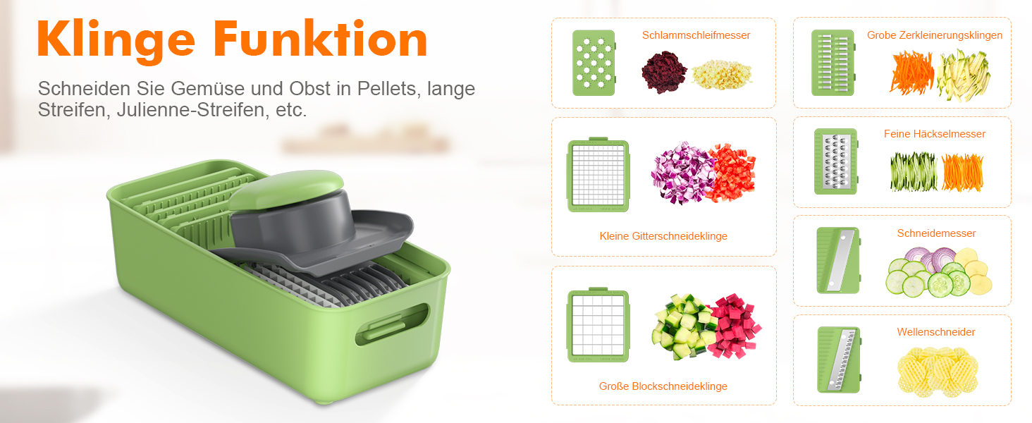 Ibergrif M521 – Мультифункціональний подрібнювач овочів 6-в-1, 1200 мл, чорно-зелений