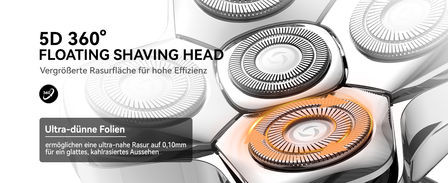 Електричний голєний апарат MAXGROOM для чоловіків, вологостійкий, для сухого та вологого гоління, 5D-головка, USB-C зарядка, LED-індикатор заряду, чорний