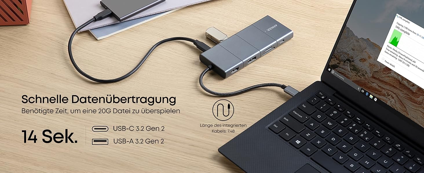 Хаб USB-C Anker 565 11-в-1: Док-станція з USB-A, HDMI 4K, DisplayPort, PD 85W, Ethernet, microSD, SD, для MacBook Pro та інших