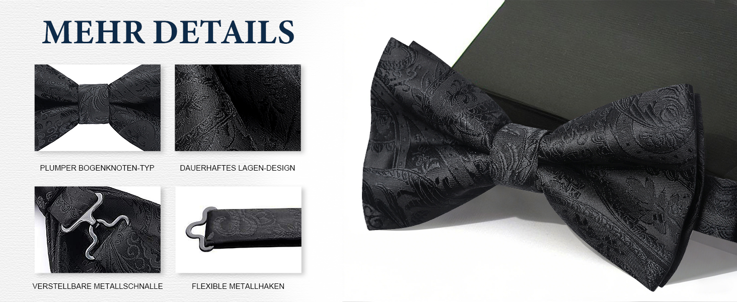 Метелик HISDERN для чоловіків з кишеньковим хустинкою, однотонний, регульований, для смокінгу, весілля, вечірки, колір бордовий