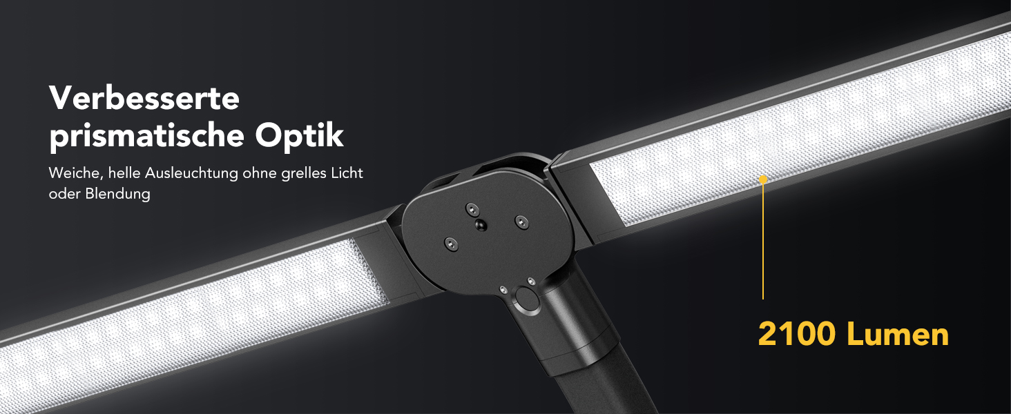 LED лампа для столу Ehaho 2100LM з регулюванням яскравості, 24W, 224 LED, 80 см, кріплення на монітор, гнушкий шийка, офісна лампа з пультом, 10 температур кольору та 10 рівнів яскравості (для дому/офісу), чорна