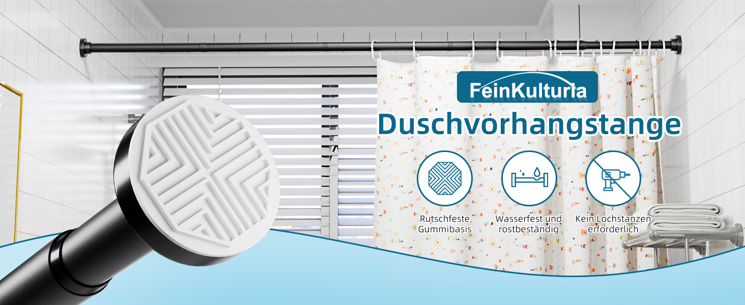 Штанга для душу без свердління з нержавіючої сталі, телескопічна, регульована 70-195 см, чорна