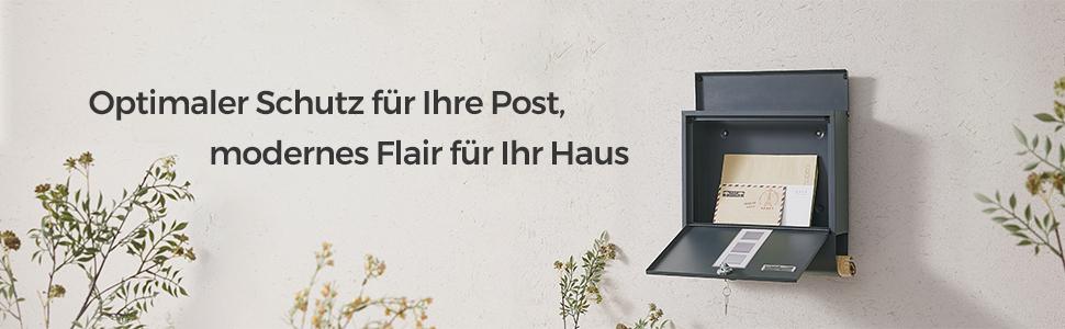 Поштова скринька SONGMICS з замком, оглядовим вікном та відділенням для газет, антрацит, 30.8x33.8x10 см (GMB20AG)