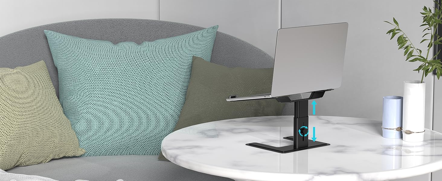 Підставка для ноутбука ALASHI, регульована висота, ергономічна, металева, чорна (10-15.6 дюймів)