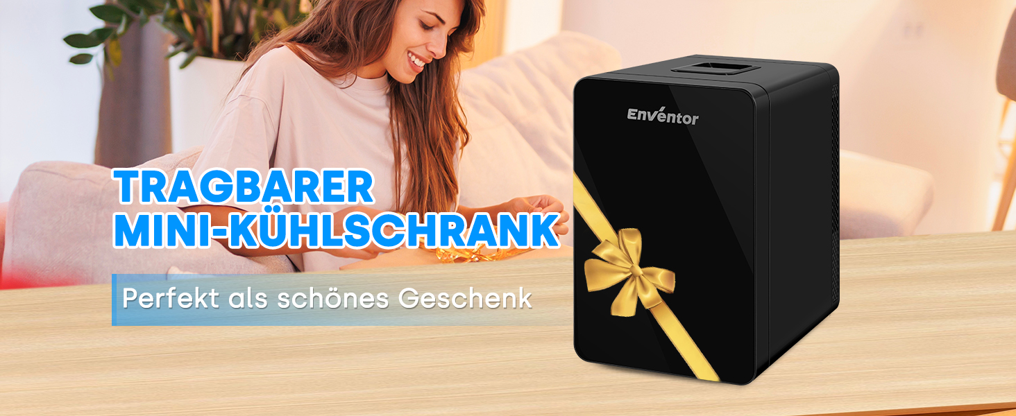 Міні-холодильник Enventor 15 літрів: для косметики, ігор, авто. Нагрів/Охолодження, тихий, портативний, чорний