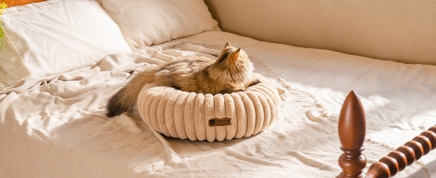 Кругле лежанка для собак MEWOOFUN, м'яке та зручне, 76x76x20 см, Marineblau (Темно-синій)