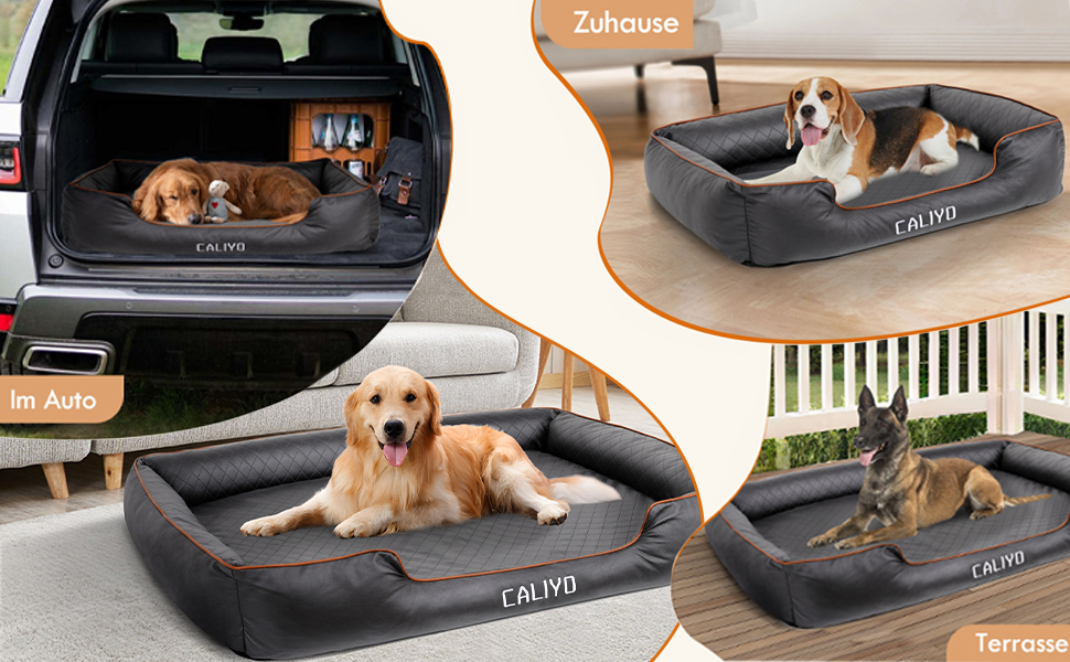 Ортопедичне ліжко для собак Caliyo - Маленькі породи, Крісло-лежанка з екошкіри, Водонепроникне, Миюче, з Memory Foam, 85x63x20 см, Чорний