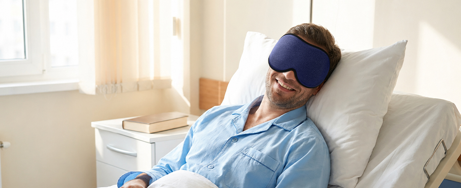 Маска для сну Innelo 3D, 100% затемнення, блакитна - для жінок та чоловіків, зручна, з мішком для подорожей