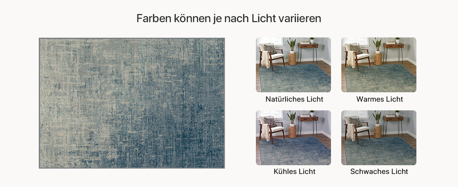 BEIMO Килим для вітальні, абстрактний дизайн, короткий ворс, 120x170 см, блакитний градієнт, для спальні, ванної, їдальні, коридору, антиковзаючі, легко миється