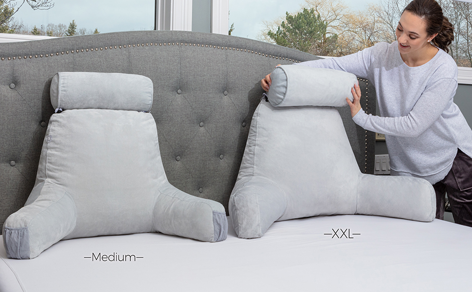 Подушка для чоловіків з підлокітниками - велика, для читання та відпочинку в ліжку. Преміум піна з пам'яті, знімна подушка для шиї, середній розмір (Dark Green)