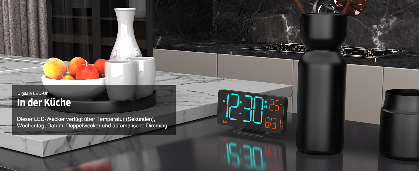 Цифровий LED годинник-будильник KOSUMOSU 6.7