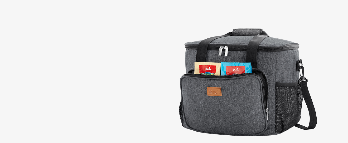 Термосумка-холодильник Lifewit 24L сірого кольору: компактна, складна, для їжі, напоїв, на роботу, у подорожі