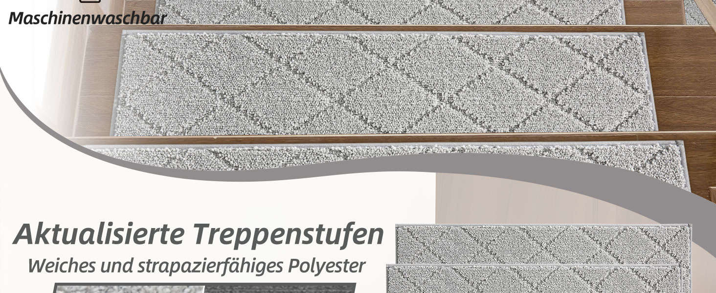 Ковзаючі сходи COSY HOMEER (4 шт.) 70x22 см, антиковзаючі, самоклеючі, машинне прання, 100% поліестер, TPE-підкладка, для дітей, літніх людей та домашніх тварин, сірі