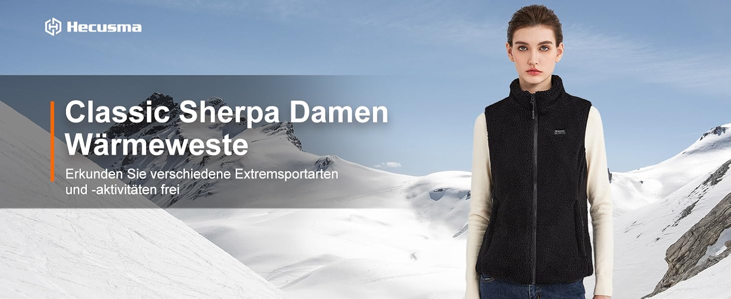 Тепла електрична жилетка для жінок з акумулятором 16000mAh, Sherpa, флісова жилетка для активного відпочинку та катання на лижах, чорна
