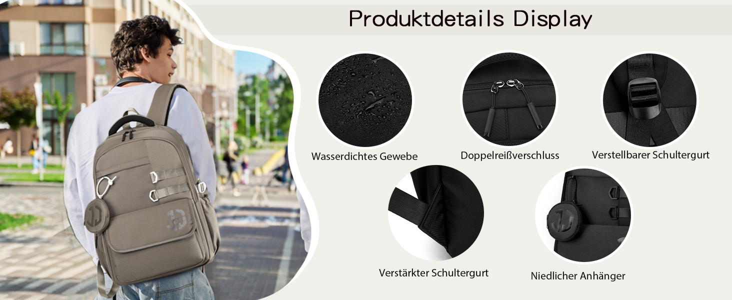 Водонепроникний шкільний рюкзак JANSBEN для підлітків (хлопців та дівчат), багатоклековий дизайн для школи та подорожей, ідеальний для 5 класу, чорний