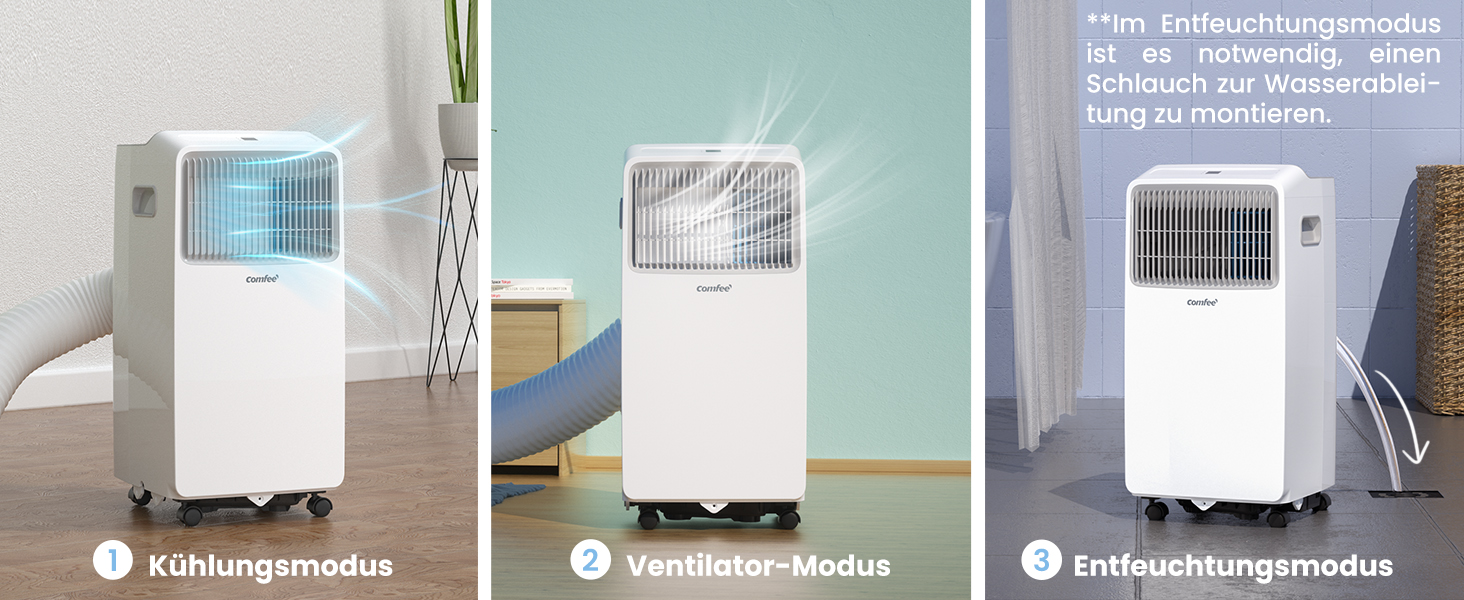 Мобільний кондиціонер Comfee MPPHA-07CRN7, 7000 BTU (2,0kW) - охолодження, вентиляція, осушення, до 68 м³