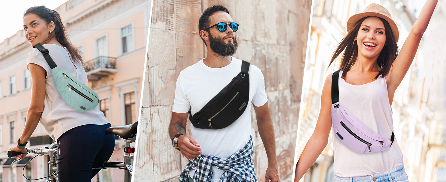 Чоловіча/Жіноча поясна сумка MAXTOP для активного відпочинку, спорт, подорожі (4 відділення, водонепроникна, чорна)