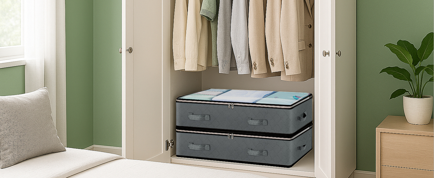 Коробка для зберігання під ліжко Flow Fire, 90L, 4 шт., з кришкою, складна, для постільної білизни та одягу