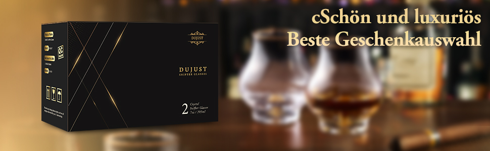 Набір склянок для віскі DUJUST (4 шт., 205 мл) з 24K золотом, Snifter для бренді/коньяку/бурбону/текіли/скотчу, BPA-free та без свинцю