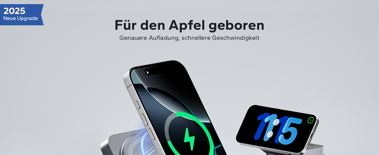 Зарядна станція 3-в-1 KPON для Apple Watch, iPhone та AirPods (Magsafe, сірий)