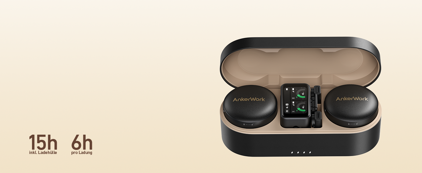 Мікрофон петличний AnkerWork M650 бездротовий, професійний, з шумозаглушенням, 2 канали, радіус дії 200м, акумулятор 15 годин, для Vlogs та стрімінгу (білий)