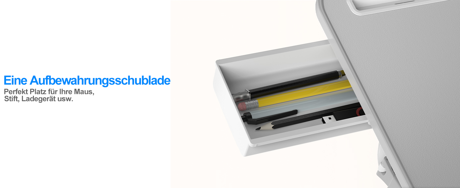 Столик для ноутбука Potuopy з регулюванням висоти та кута нахилу, великий (60*40 см), сірий