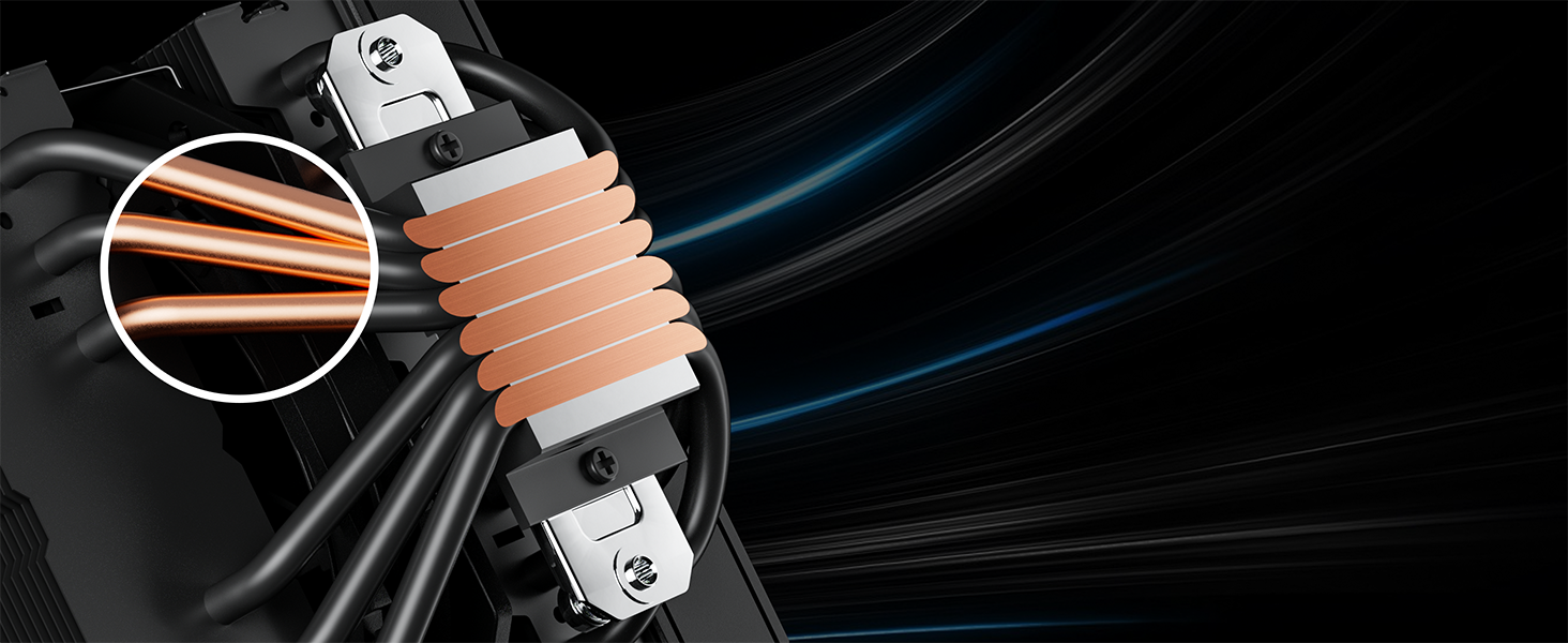 upHere Система охолодження CPU Dual Tower з 6 теплових трубок, 2 x 120мм вентилятори PWM, сумісна з AMD AM4 AM5/Intel 2011/2066 (X79/X99), для ПК, UE2K6