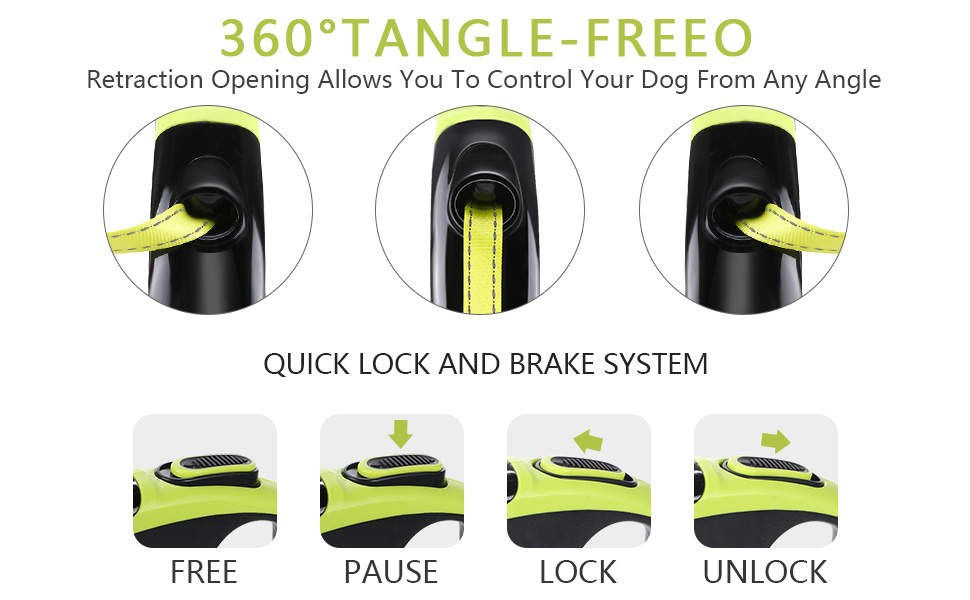 Висувна поводок для собак, 5 м, міцний поводок-рулетка з неслизькою ручкою та кнопкою швидкого гальмування, для великих собак до 50 кг, (зелений)