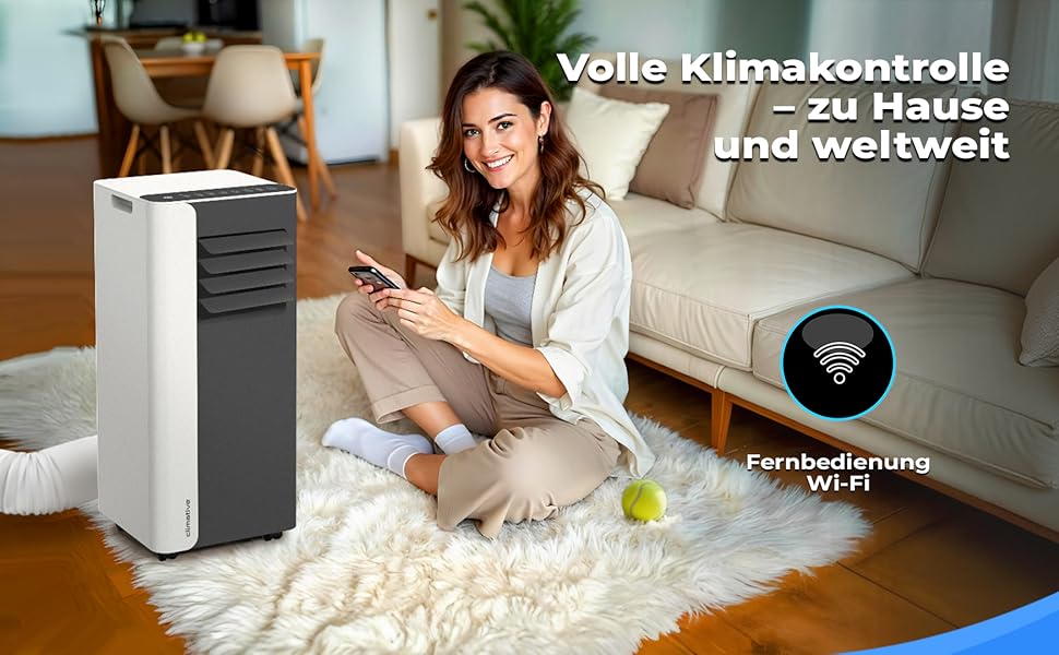 Мобільний кондиціонер 9000 BTU WiFi Tuya Smart, 2.6 кВт, 26 м², 3-в-1, з випускним шлангом, міні, комплект з ущільнювачем для вікна
