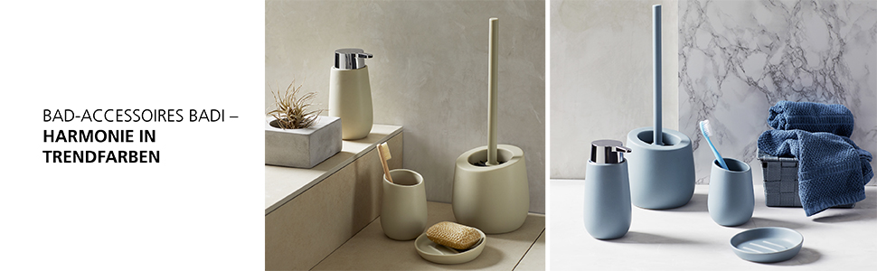 Набір для унітазу WENKO Badi чорний, кераміка, з тримачем для щітки та очисником для обідка, 38 x 13.5 x 13.5 см