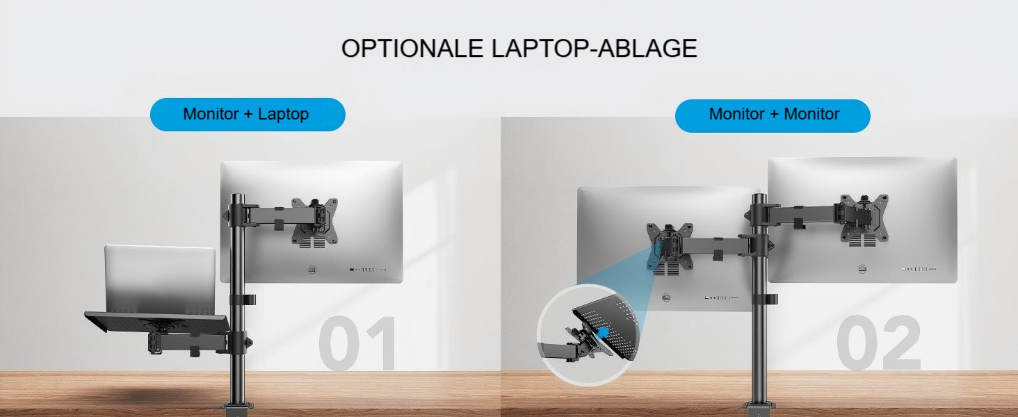 Кріплення для монітора HUANUO з підставкою для ноутбука, 13-32 дюйми, VESA 75/10, для геймінгу