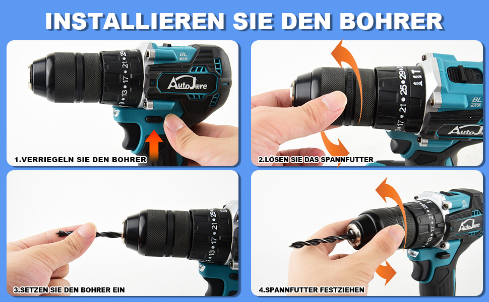 Акумуляторний ударний дриль-шуруповерт сумісний з Makita 18V, 13 мм, безщітковий, 35+3 ступені крутного моменту, 90 Н.м, 2 регульовані ступені, акумуляторний шуруповерт з 3 насадками (без акумулятора)