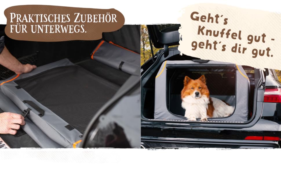 Складана переносна собача будка Knuffelwuff для автомобіля з алюмінієвим каркасом, 76x51x48 см