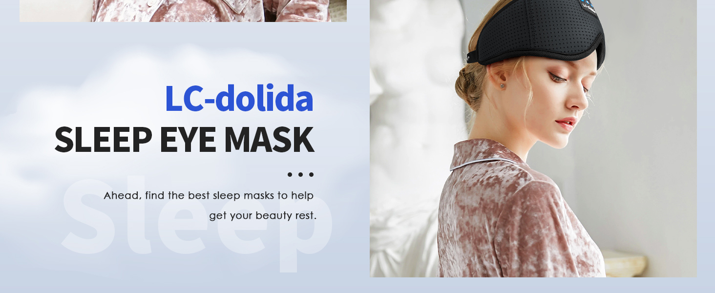 Маска для сну Dolida з Bluetooth навушниками V5.4, бавовняна, з мікрофоном, для подорожей, йоги, медитації (чорна)