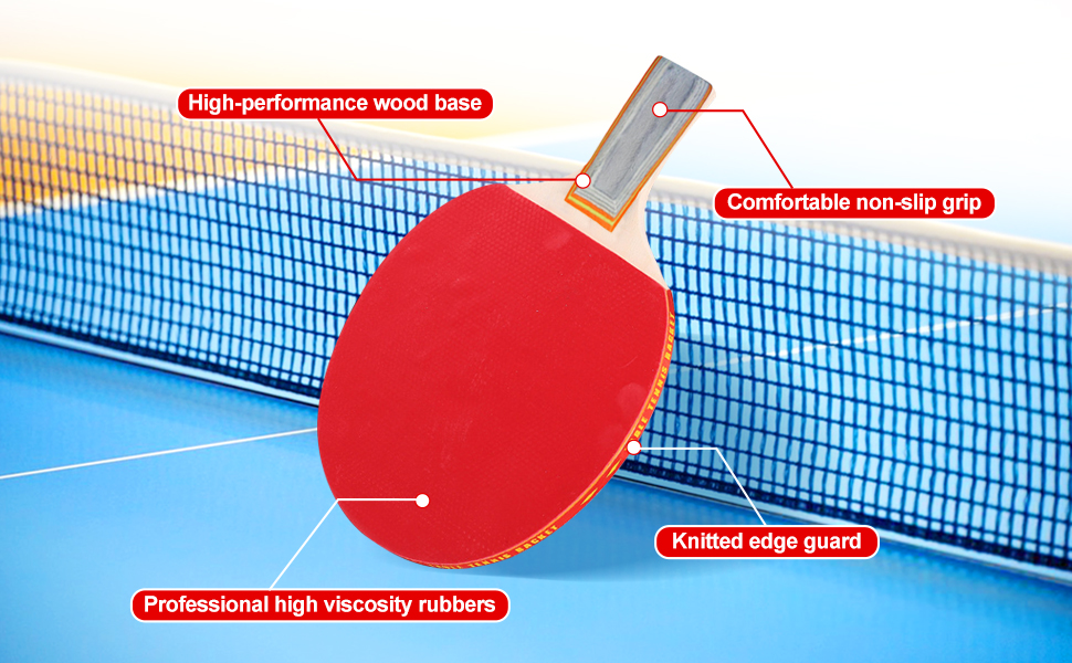 Набір для пінг-понгу JurciCat: 2 ракетки, 3 м'ячі, сумка. Підходить для гри в приміщенні та на вулиці.