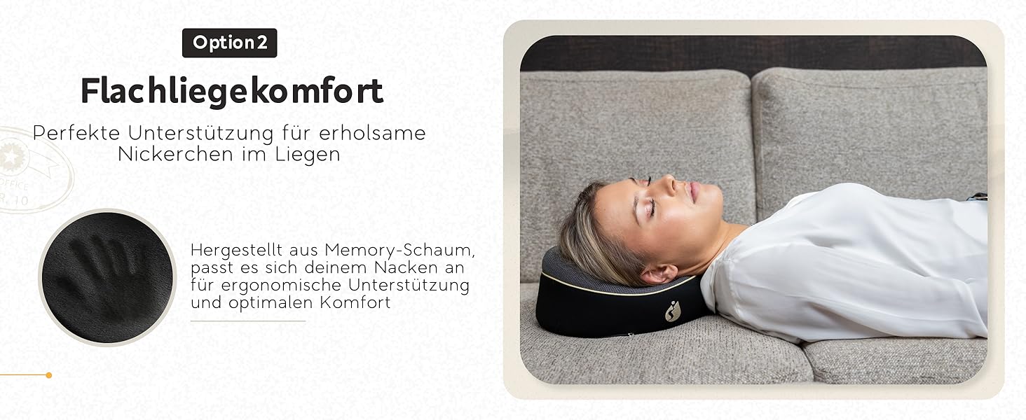 Подушка для шиї TRAVARA - Memory Foam - для подорожей на авто та літаку - чорна