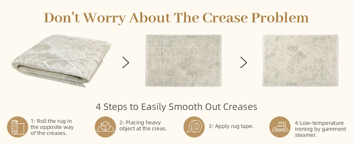 Килим Leesentec для вітальні, спальні: геометричний, сучасний, антиковзаючий, короткий ворс, бежевий, великий, білий (слонова кістка), 80 x 120 см, прямокутний