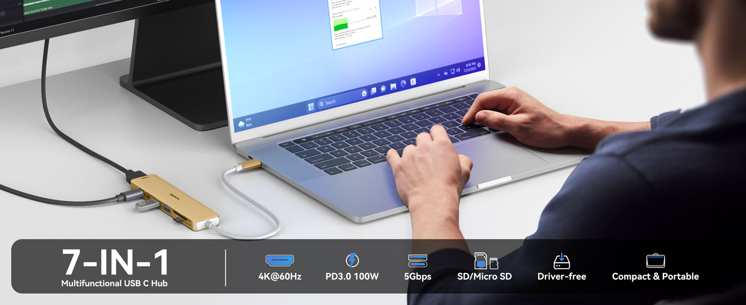 MOKiN USB-C хаб 6 в 1: HDMI 4K, 2xUSB 3.0, USB 2.0, SD/MicroSD, для MacBook, XPS та інших пристроїв