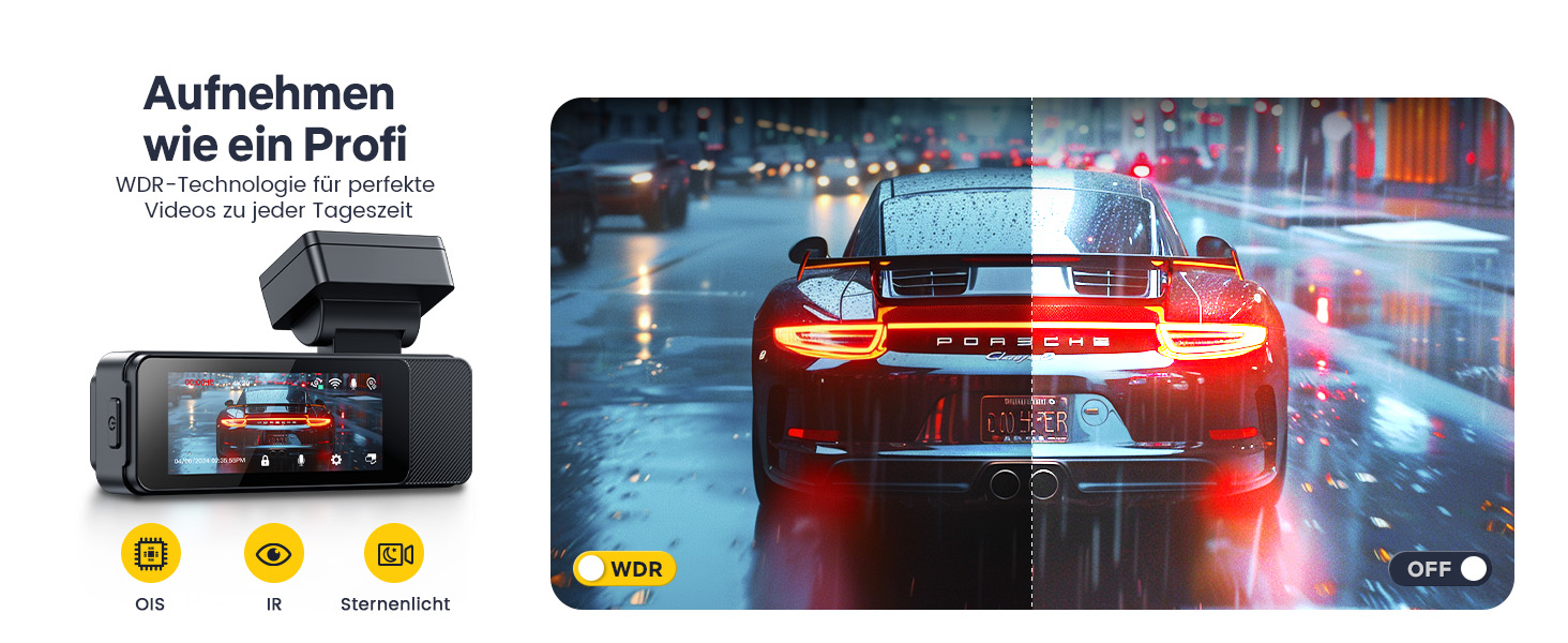 Відеореєстратор GKU Dashcam Auto: 4K/2.5K, GPS, Wi-Fi, Dual, 64GB, Паркування, WDR, 170° Кут огляду, G-сенсор, Loop, Макс. 256GB, Чорний