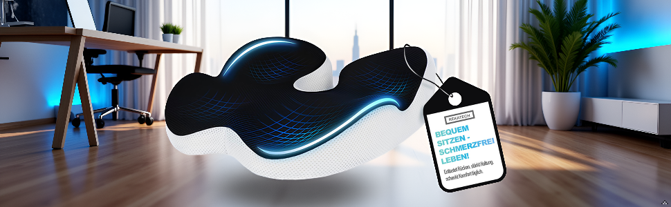 Ортопедична подушка для сидіння з Memory Foam | Ергономічна для офісу, авто та дому – проти болю в спині, геморою та ішіасу | Пральна, дихаюча | Рекомендовано до 95 кг