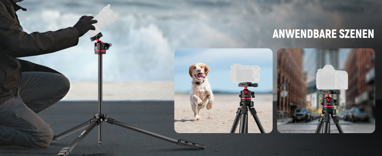 NEEWER Штатив для камери 169см, легкий, з кульковою головкою, Arca тип, тримач для телефону, максимальне навантаження 11lb, TP12