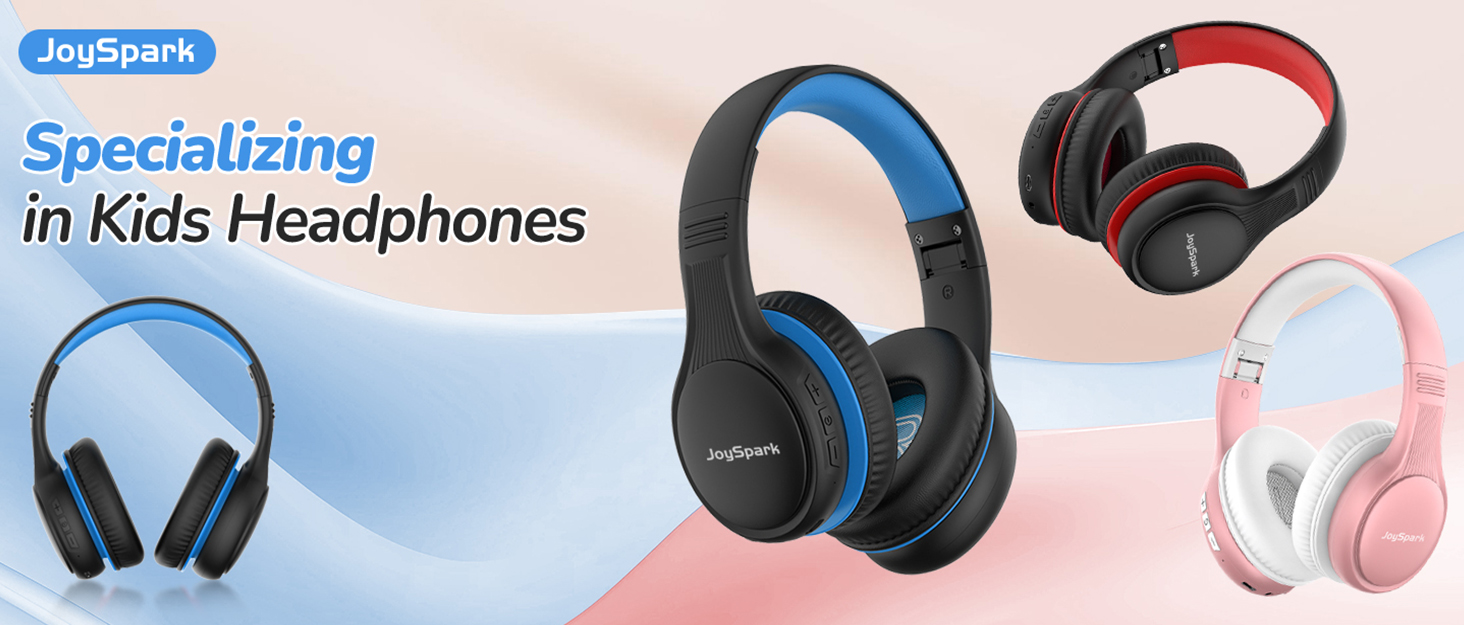 Дитячі Bluetooth навушники JoySpark з мікрофоном, 60 годин роботи, Bluetooth 5.4, Type-C, обмежувач гучності 85/94dB, складні, чорно-синій колір