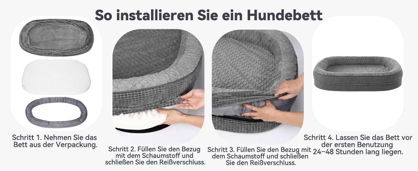 Ортопедичне ліжко для собак середнього розміру Pawk, з чотирибічною подушкою для шиї, з memory foam, водонепроникне, неслизьке, знімне та пральне, сіре, розмір L-L 89 x 63 x 18 см