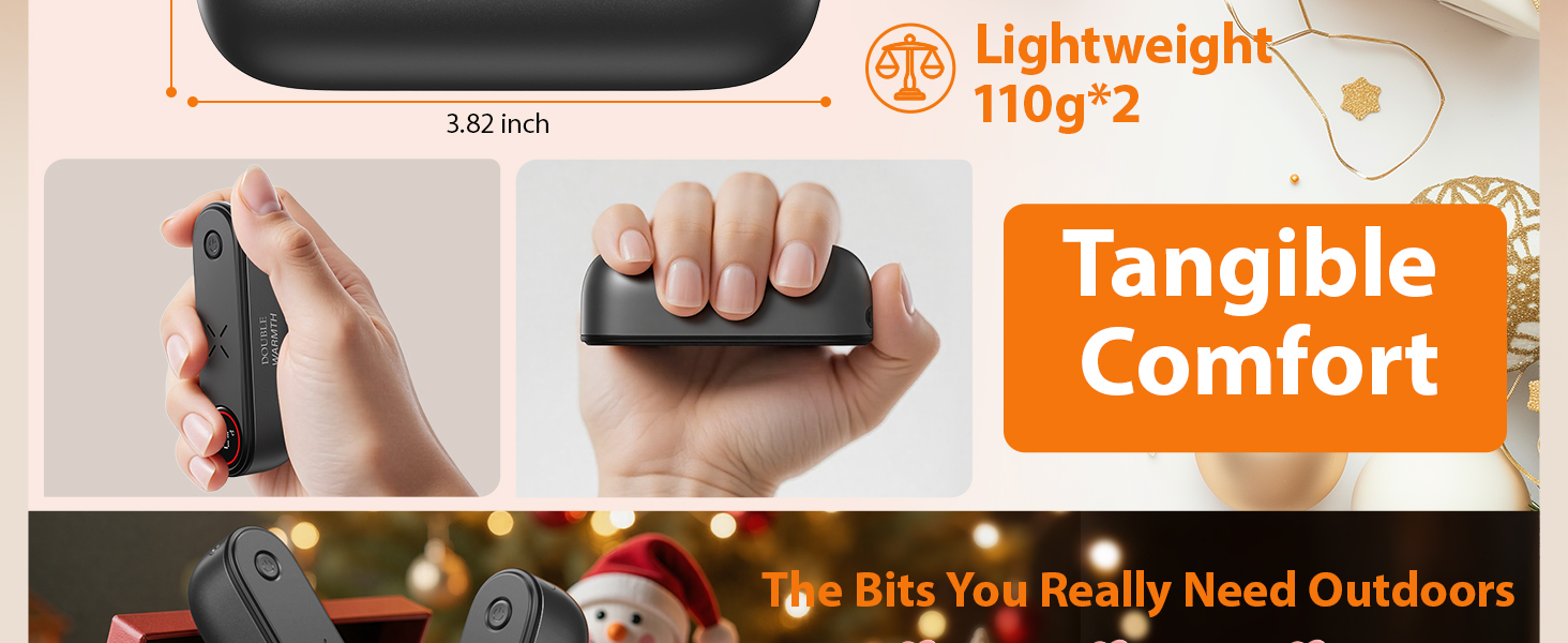 Електричний грієчка для рук SUPPOU 2 шт. 5000mAh з LED-ліхтариком, акумуляторний, для активного відпочинку та спорту, сірий