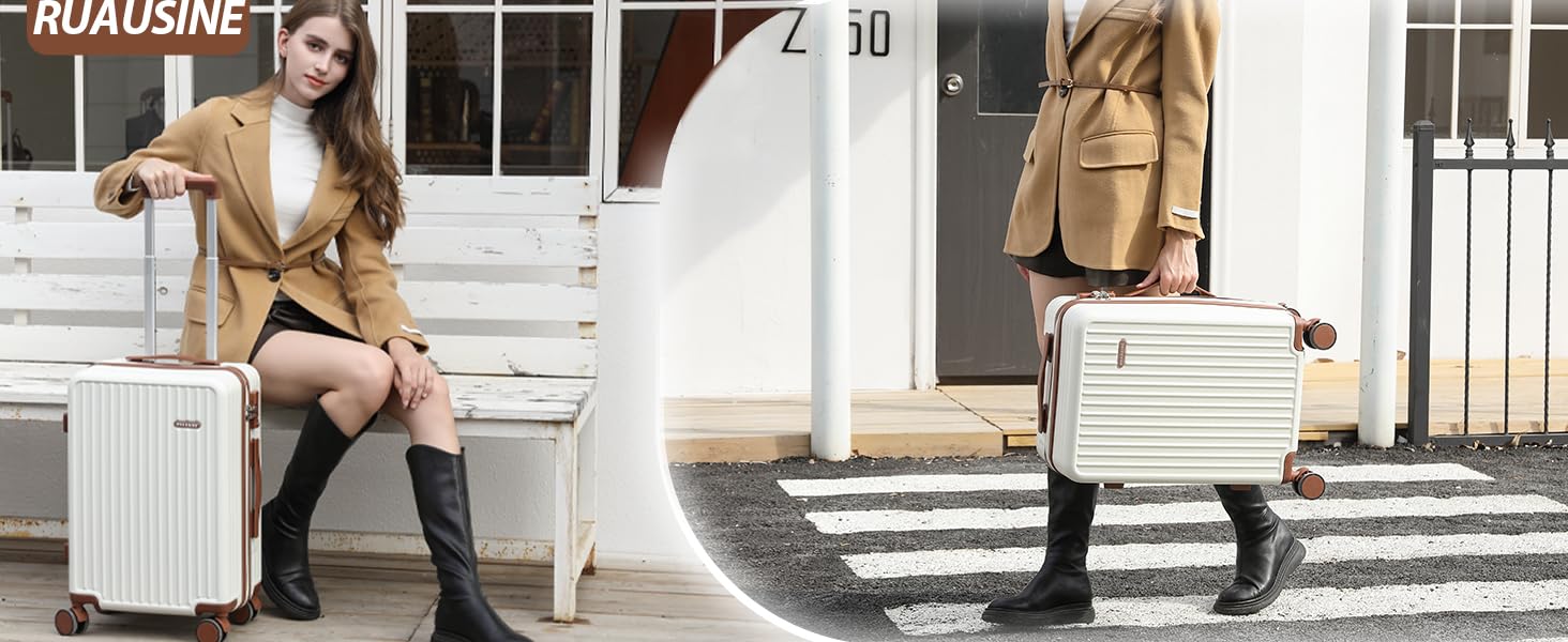 Чохол-валіза ручної поклажі з жорстким корпусом та 4 обертовими колесами, з TSA-замком (Сріблястий, 20 дюймів) (Синій, 20 дюймів)