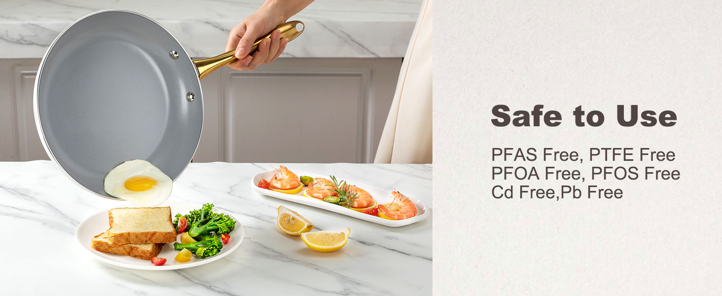 Набір посуду Keramik KochSet керамічний антипригарний (індукція, духовка, посудомийка) бежево-білий з золотом